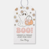 Schattige Retro Bloemige Geest Halloween Cadeaulabel (Voorkant)