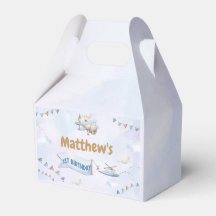 Schattige Retro Blue Vliegtuig 1e Verjaardag