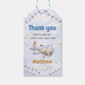 Schattige Retro Blue Vliegtuig 1e Verjaardag Cadeaulabel (Voorkant)