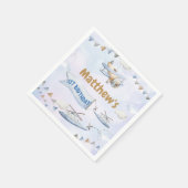 Schattige Retro Blue Vliegtuig 1e Verjaardag Servet (Hoek)