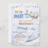 Schattige Retro Blue vliegtuigje vliegen op meer d Kaart (Voorkant)