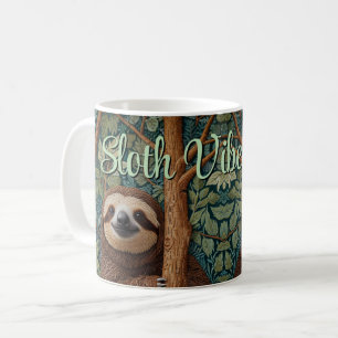Schattige retro boho grappige luiaard Vibes Only Koffiemok