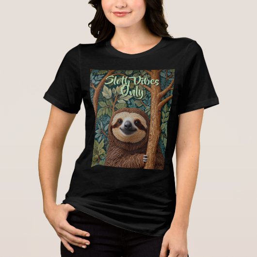 Schattige retro boho grappige luiaard vibes only Tri-Blend shirt (Voorkant)