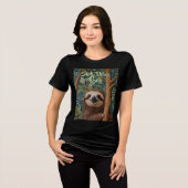 Schattige retro boho grappige luiaard vibes only Tri-Blend shirt (Voorkant volledig)