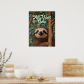 Schattige retro boho luiaard hou vol poster (Keuken)