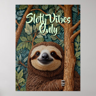 Schattige retro boho luiaard hou vol poster