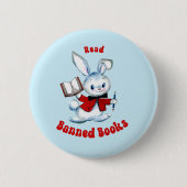 Schattige Retro Bunny - Lees verboden boeken Ronde Button 5,7 Cm (Voorkant)