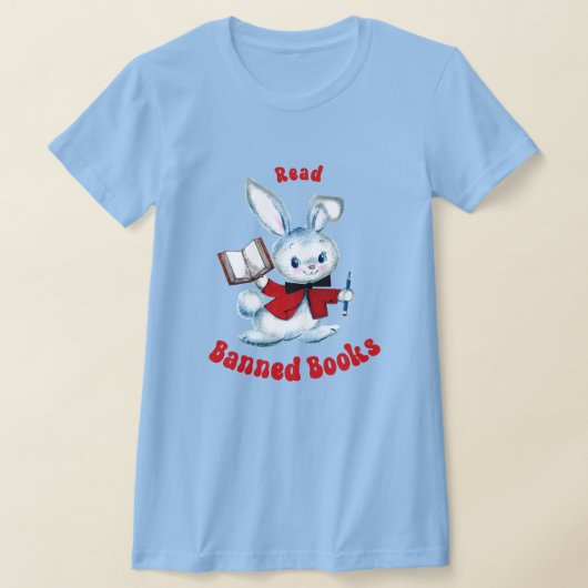 Schattige Retro Bunny - Lees verboden boeken T-shirt (Laagn)