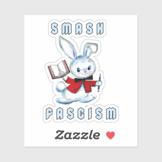 Schattige Retro Bunny - Smash Fascisme Sticker (Vel)