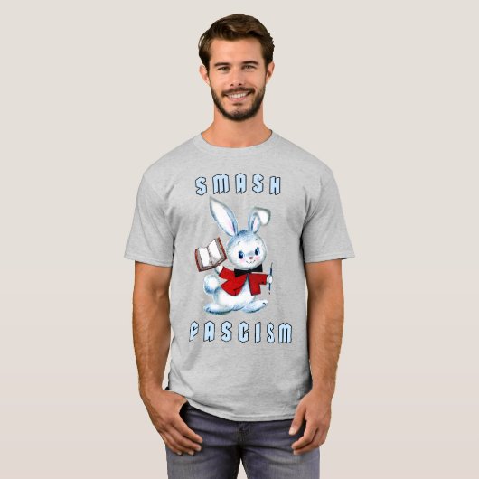 Schattige Retro Bunny - Smash Fascisme T-shirt (Voorkant volledig)