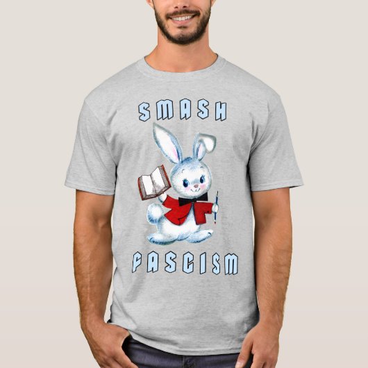 Schattige Retro Bunny - Smash Fascisme T-shirt (Voorkant)