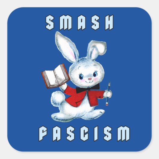 Schattige Retro Bunny - Smash Fascisme Vierkante Sticker (Voorkant)