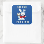 Schattige Retro Bunny - Smash Fascisme Vierkante Sticker (Tas)