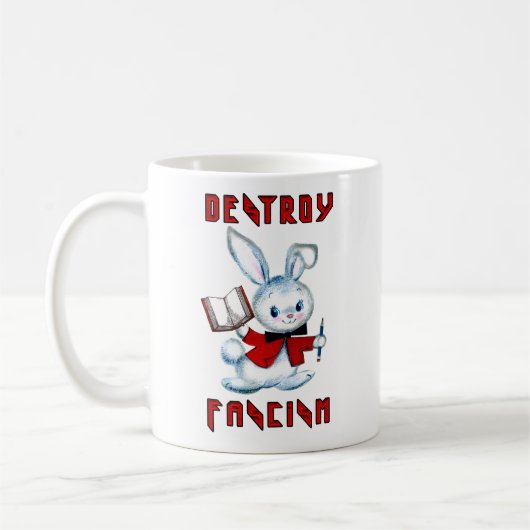 Schattige Retro Bunny - Vernietig het fascisme Koffiemok (Links)