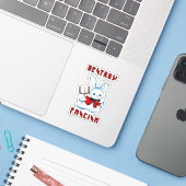Schattige Retro Bunny - Vernietig het fascisme Sticker (Laptop met iPhone)