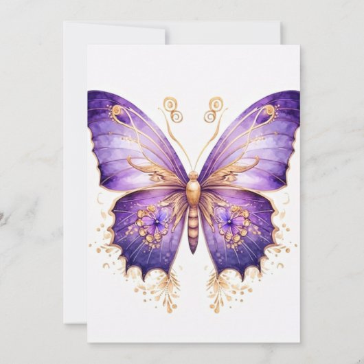 Schattige Retro Butterfly Design Verjaardagsfeest Kaart (Achterkant)