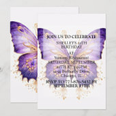 Schattige Retro Butterfly Design Verjaardagsfeest Kaart (Voorkant / Achterkant)