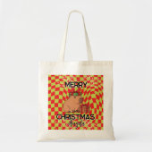 Schattige Retro Capybara Prettig Kerstmis Naam Tote Bag (Voorkant)
