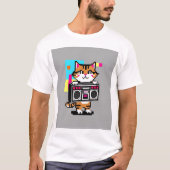 Schattige Retro Cat Boombox T-shirt – Cool Gift (Voorkant)