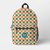 Schattige Retro Checkerboard Monogram veelkleurig Bedrukte Rugzak (Voorkant)