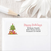 Schattige Retro Christmas Tree retouradres Etiket (Insitu)