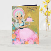 Schattige retro  Dochter Verjaardagsfeest Kaart (Gele Bloem)