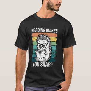 Schattige Retro Egel Leest Een Boek Lezers liefheb T-shirt