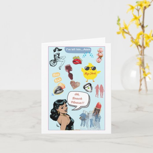 Schattige, Retro, eigenzinnig en Funny Galentine’s Kaart (Gele Bloem)