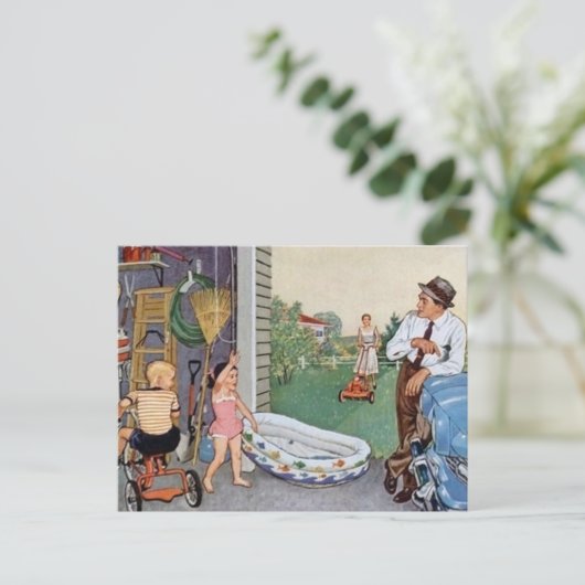 schattige retro elke dag briefkaart (Staand voorkant)