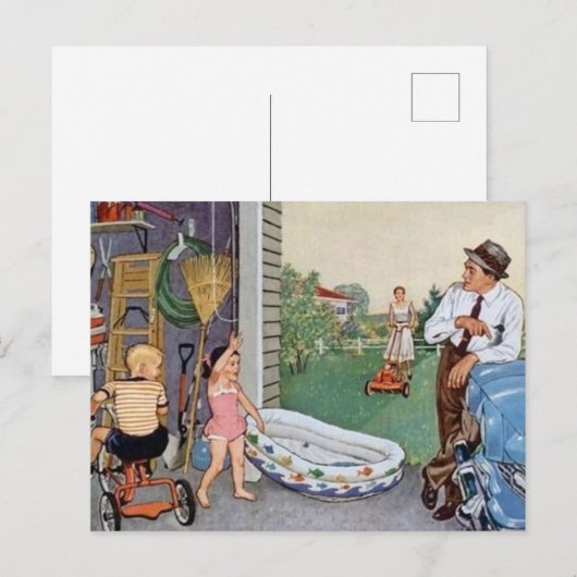 schattige retro  elke dag briefkaart (Voorkant / Achterkant)