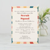 Schattige Retro Esthetische Uitnodiging | scrub sq (Staand voorkant)