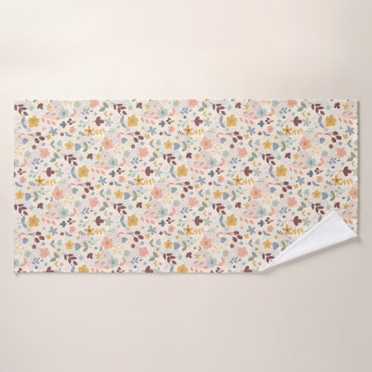 Schattige Retro Floral Design Badhanddoek (Badhanddoek)