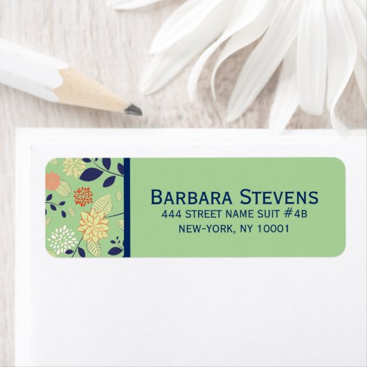 Schattige Retro Floral Design Etiket (Insitu)