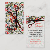 schattige retro florale schaar visitekaartje (Voorkant / Achterkant)