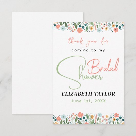 Schattige Retro Flower Vrijgezellenfeest Bedankkaart (Voorkant / Achterkant)