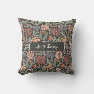 Schattige  Retro Flowers Naam Sierkussen
