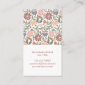 Schattige  Retro Flowers Visitekaartje (Achterkant)