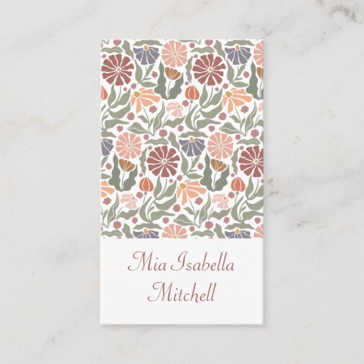 Schattige  Retro Flowers Visitekaartje (Voorkant)