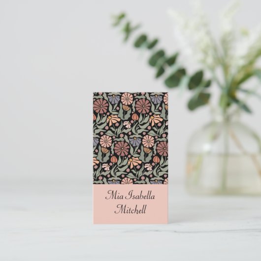 Schattige Retro Flowers Visitekaartje (Staand voorkant)