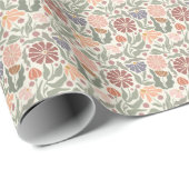 Schattige  Retro Flowers Wrapping Paper Roll Cadeaupapier (Rol Hoek)