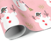 Schattige Retro Frosty Gold Roze Cadeaupapier (Rol Hoek)