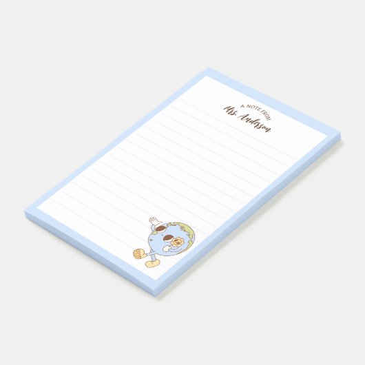 Schattige Retro Funny Wereldbol Terug naar school Post-it® Notes (Schuin)