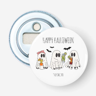 Schattige Retro Geest en Cocktails Gelukkig Hallow Button Flesopener