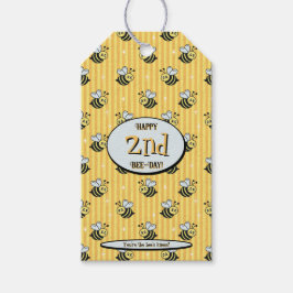 Schattige Retro Gele Gestreepte Hommels Verjaardag Cadeaulabel