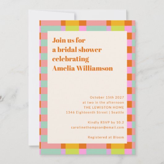 Schattige Retro Geometric Check Pastels Vrijgezell Kaart (Voorkant)