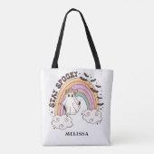 Schattige Retro Ghost Stay Spooky Tote Bag (Achterkant)