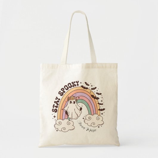 Schattige Retro Ghost Stay Spooky Tote Bag (Voorkant)