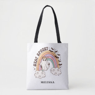 Schattige Retro Ghost Stay Spooky Tote Bag