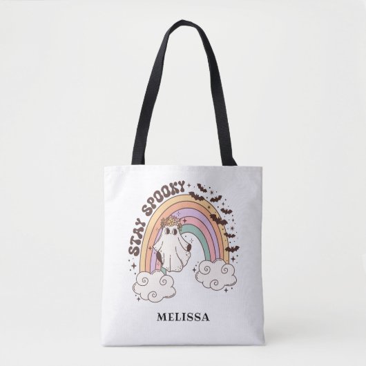 Schattige Retro Ghost Stay Spooky Tote Bag (Voorkant)