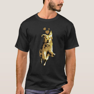 Schattige Retro Goud Retriever Hond Met Hartjes Vi T-shirt